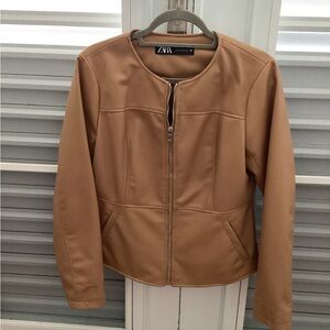 Zara Women's Camel Leather Jacket